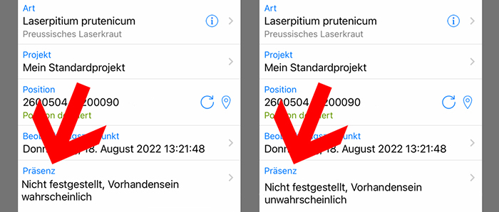 Screenshot Fundmeldung Mission Entdecken