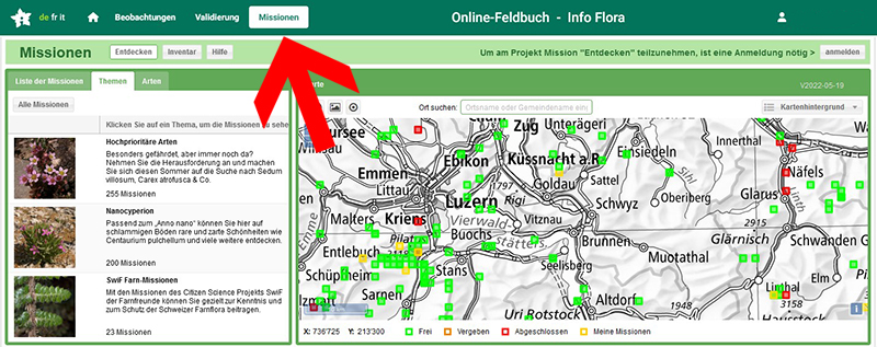 Bild Onlinefeldbuch Missions