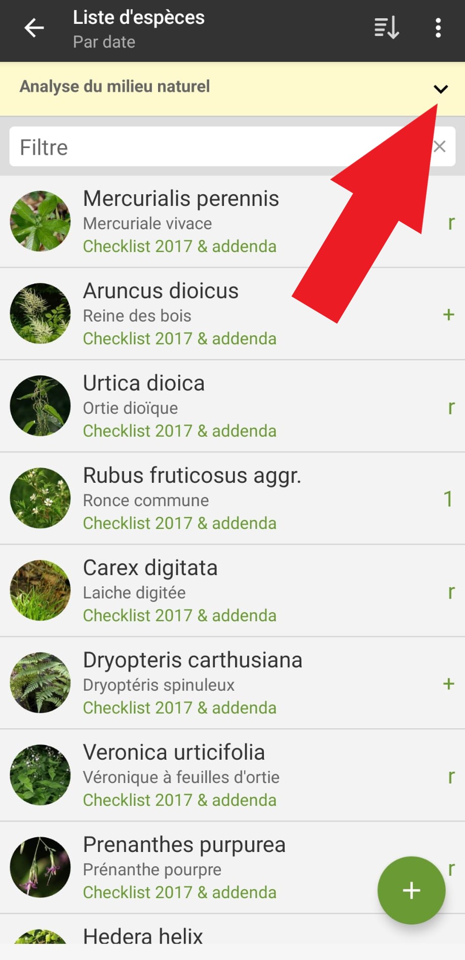 Screenshot Relevé FlorApp