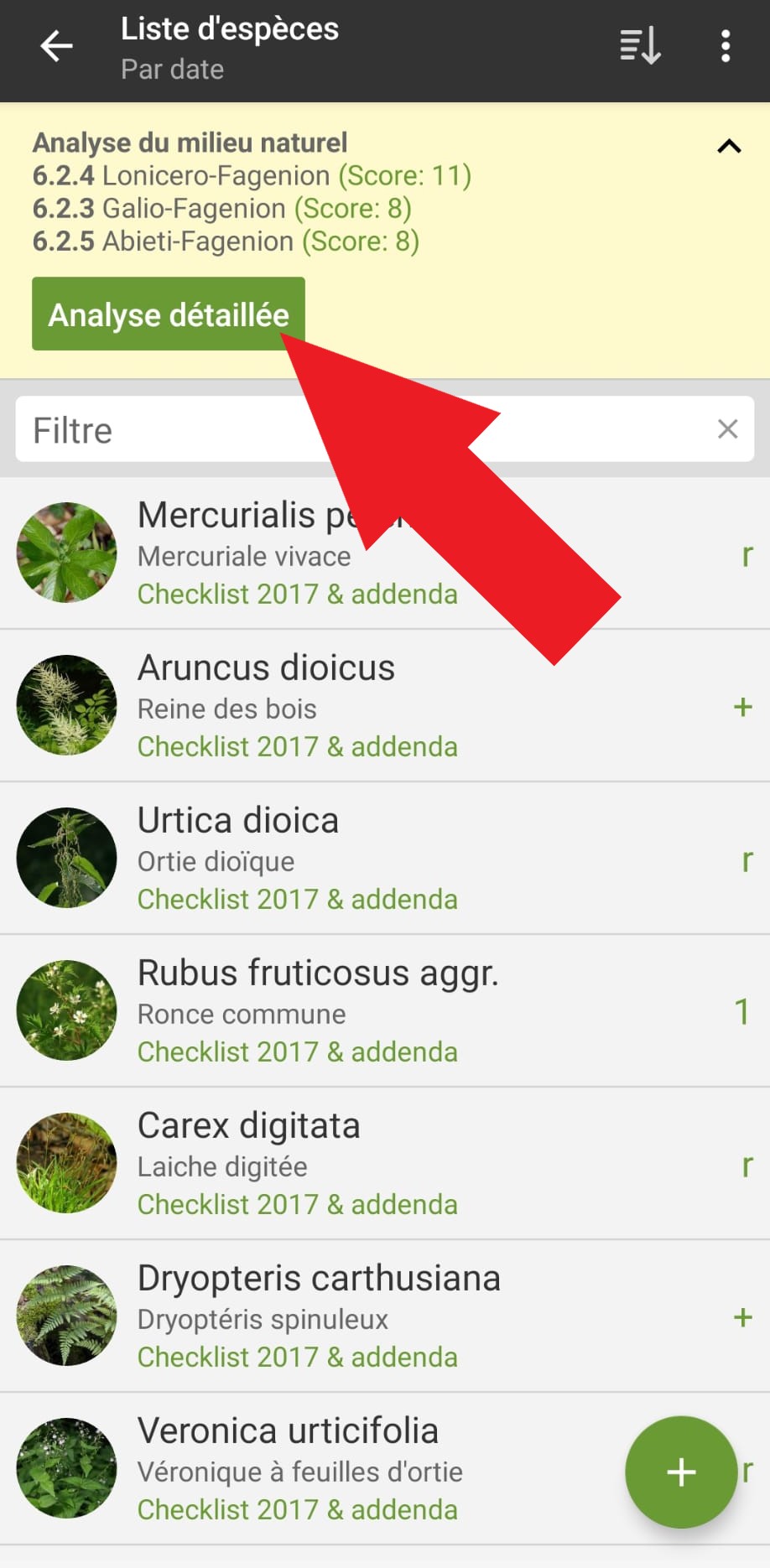 Screenshot Relevé FlorApp